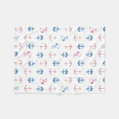 Snoopy Nautical Anchor Pattern Fleece Deken (Voorkant (Horizontaal))