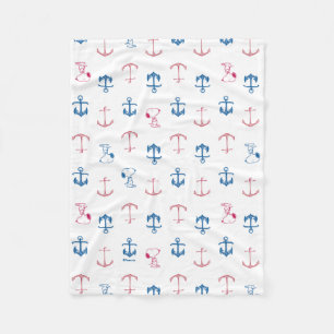 Snoopy Nautical Anchor Pattern Fleece Deken