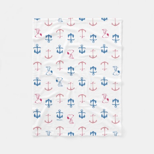 Snoopy Nautical Anchor Pattern Fleece Deken (Voorkant)