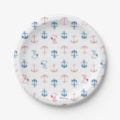 Snoopy Nautical Anchor Pattern Papieren Bordje (Voorkant)