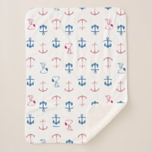 Snoopy Nautical Anchor Pattern Sherpa Deken