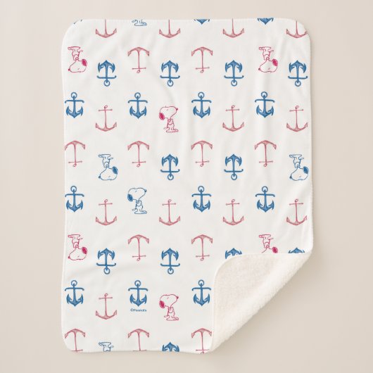 Snoopy Nautical Anchor Pattern Sherpa Deken (Voorkant)