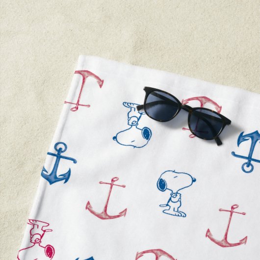 Snoopy Nautical Anchor Pattern Strandlaken (In situ)
