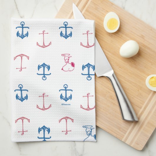 Snoopy Nautical Anchor Pattern Theedoek (Quarter Fold)