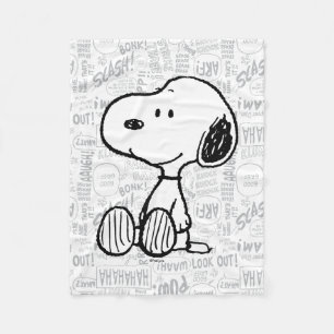 Snoopy op Black White Comics Fleece Deken