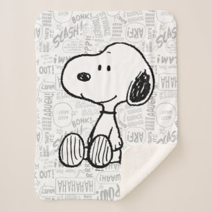 Snoopy op Black White Comics Sherpa Deken