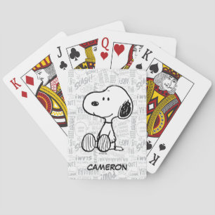 Snoopy op zwarte witte strips speelkaarten