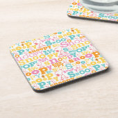 Snoopy Pastel Text Pattern Bier Onderzetter (Linkerzijde)