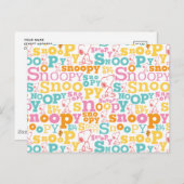 Snoopy Pastel Text Pattern Briefkaart (Voorkant / Achterkant)