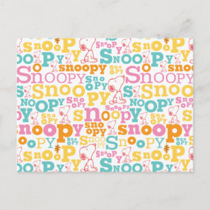 Snoopy Pastel Text Pattern Briefkaart