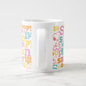 Snoopy Pastel Text Pattern Extra Grote Beker (Achterkant)