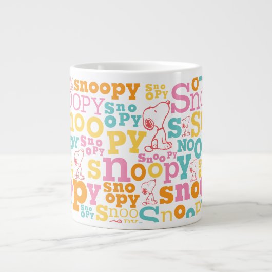 Snoopy Pastel Text Pattern Extra Grote Beker (Voorkant)