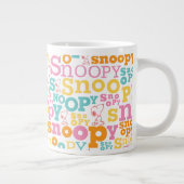 Snoopy Pastel Text Pattern Extra Grote Beker (Rechts)