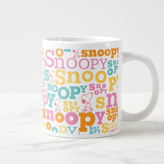 Snoopy Pastel Text Pattern Extra Grote Beker (Rechts)