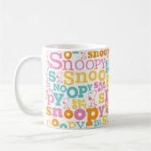 Snoopy Pastel Text Pattern Koffiemok (Links)