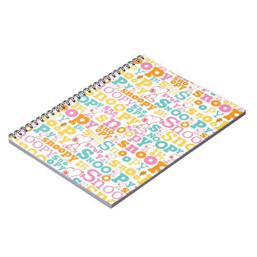 Snoopy Pastel Text Pattern Notitieboek (Linkerzijde)