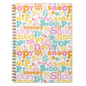 Snoopy Pastel Text Pattern Notitieboek (Voorkant)