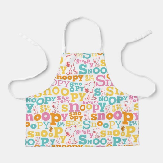 Snoopy Pastel Text Pattern Schort (Voorkant)