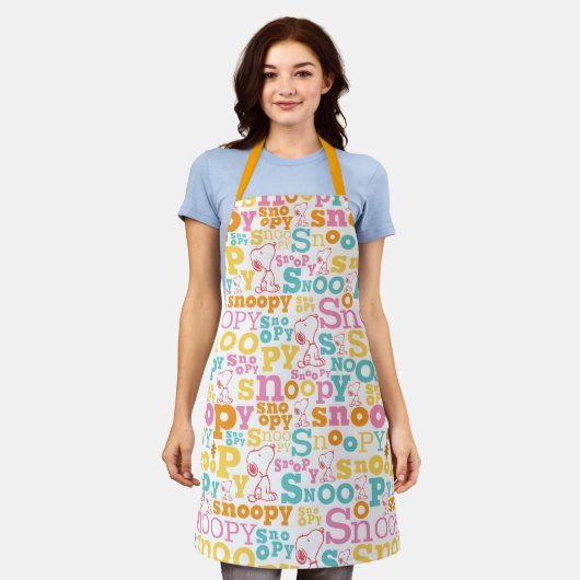 Snoopy Pastel Text Pattern Schort (Gedragen)