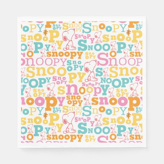 Snoopy Pastel Text Pattern Servet (Voorkant)