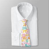 Snoopy Pastel Text Pattern Stropdas (Gebonden)