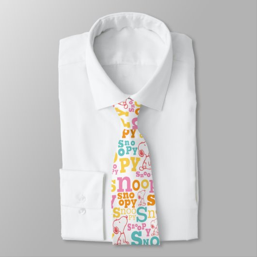 Snoopy Pastel Text Pattern Stropdas (Gebonden)