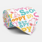 Snoopy Pastel Text Pattern Stropdas (Opgerold)