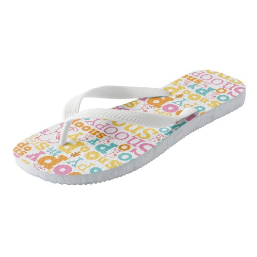 Snoopy Pastel Text Pattern Teenslippers (Schuin)