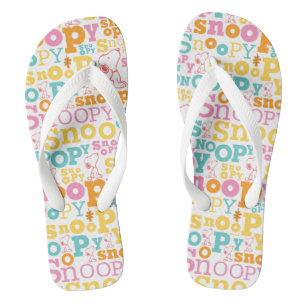 Snoopy Pastel Text Pattern Teenslippers