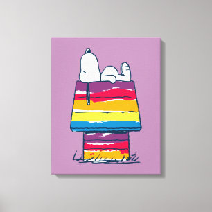 Snoopy Rainbow Dog House Canvas Afdruk