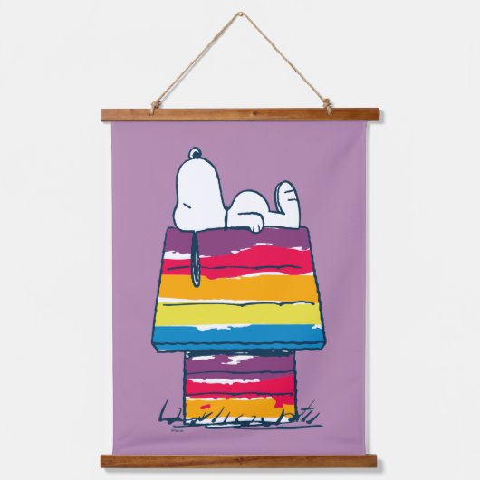 Snoopy | Rainbow Dog House Hangend Wandkleed (Voorkant)