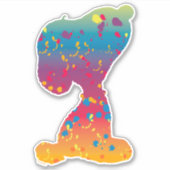 Snoopy Rainbow Graffiti Silhouette Sticker (Voorkant)