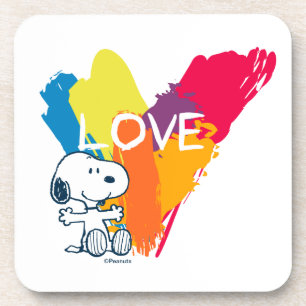 Snoopy   Rainbow Love Heart Bier Onderzetter
