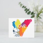 Snoopy | Rainbow Love Heart Briefkaart (Staand voorkant)