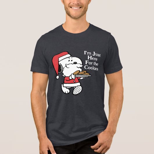 Snoopy Santa | I'm Just Here for the Cookies Tri-Blend Shirt (Voorkant)
