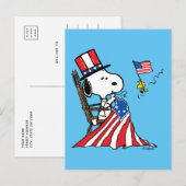 Snoopy Sewing 4 juli vlag Briefkaart (Voorkant / Achterkant)