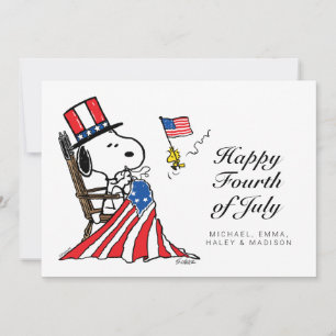 Snoopy Sewing 4 juli vlag Feestdagenkaart