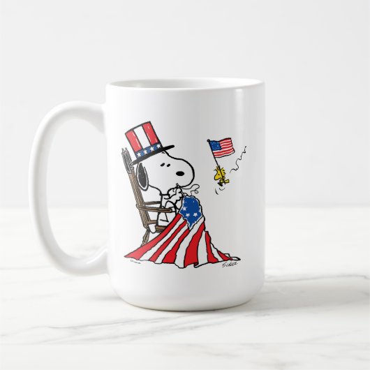Snoopy Sewing 4 juli vlag Koffiemok (Links)