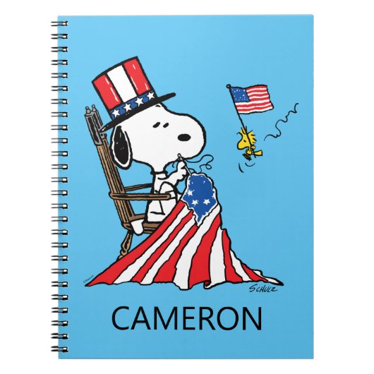 Snoopy Sewing 4 juli vlag Notitieboek (Voorkant)