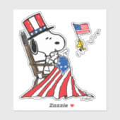 Snoopy Sewing 4 juli vlag Sticker (Vel)