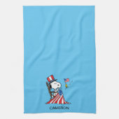 Snoopy Sewing 4 juli vlag Theedoek (Verticaal)