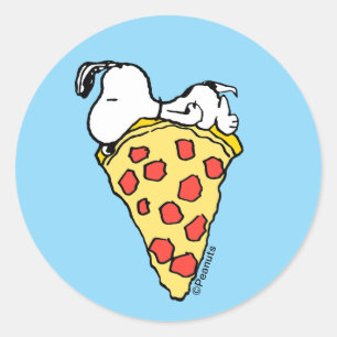 Snoopy Slaperige Pizzapunt Ronde Sticker