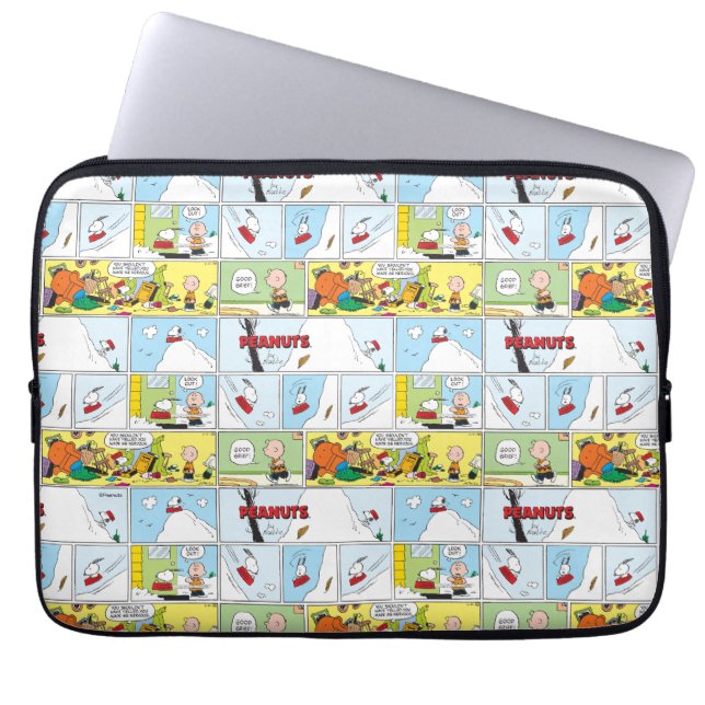 Snoopy Sled Riding Food Dish Laptop Sleeve (Voorkant)