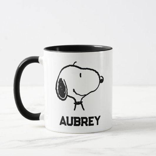 Snoopy Smile Giggle Laugh | Jouw namen toevoegen Mok (Links)