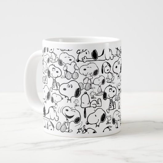 Snoopy Smile Giggle Laugh Pattern Extra Grote Beker (Voorkant links)