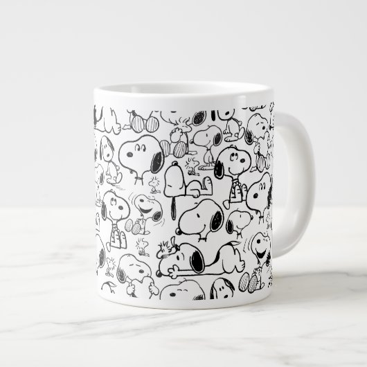 Snoopy Smile Giggle Laugh Pattern Extra Grote Beker (Voorkant rechts)