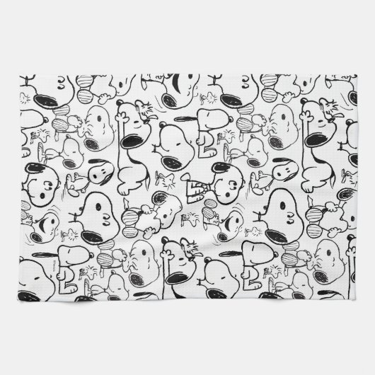 Snoopy Smile Giggle Laugh Pattern Theedoek (Horizontaal)