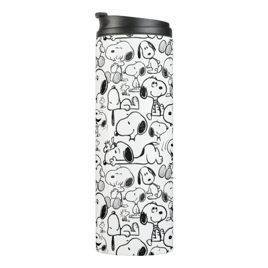 Snoopy Smile Giggle Laugh Pattern Thermosbeker (Geroteerd rechts)