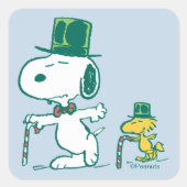 Snoopy Top Hat Pepermunt Snoep Vierkante Sticker (Voorkant)