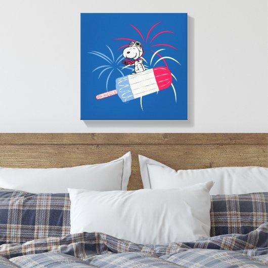 Snoopy van de vliegende luis op ijsPop Canvas Afdruk (Insitu (Slaapkamer))